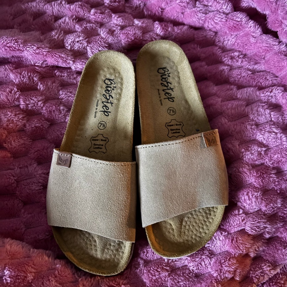 Bio Step Beige Slide Sandals